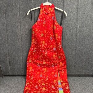 Roberta Bridal Vibrant Red Backless Dress